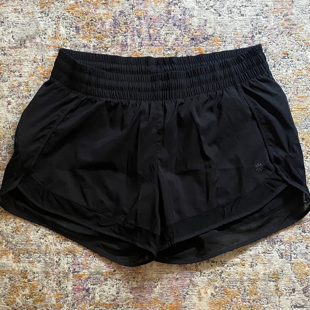 Athleta Black Mesh Racer Run Short 4”